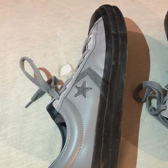 Gray and Black Converse Star Player 76 Leather Sneakers - Picture 14 of 16